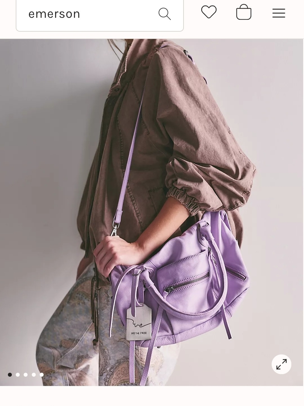 Free People Baby Emerson Lilac Leather Shoulder Bag